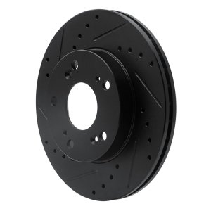 Acura RSX Brake Rotor (1) - Front Left - R1 Concepts - Drilled & Slotted - Black - `02-`15